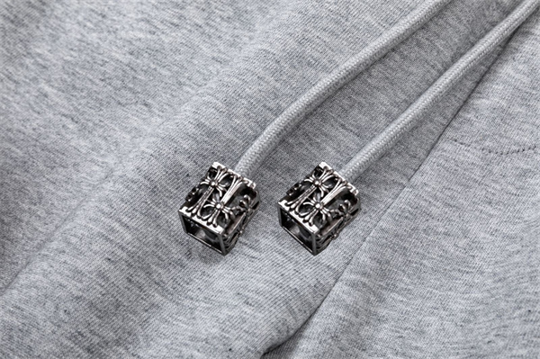  グレー スウェットパンツ Chrome Hearts クロムハーツ コピー クロスロゴ 膝ウォッシュ加工 ドローコード付き イージーパンツ