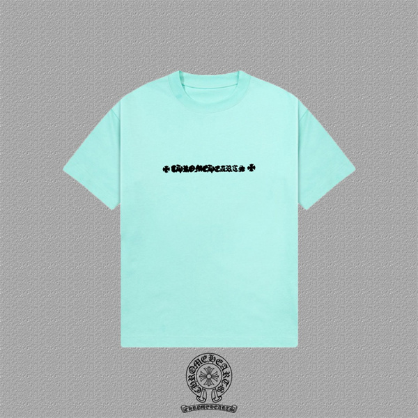 ミントグリーン ホワイト 半袖Tシャツ Chrome Hearts フロントロゴ クロムハーツ コピー クロス文字プリント クルーネック シンプルデザイン