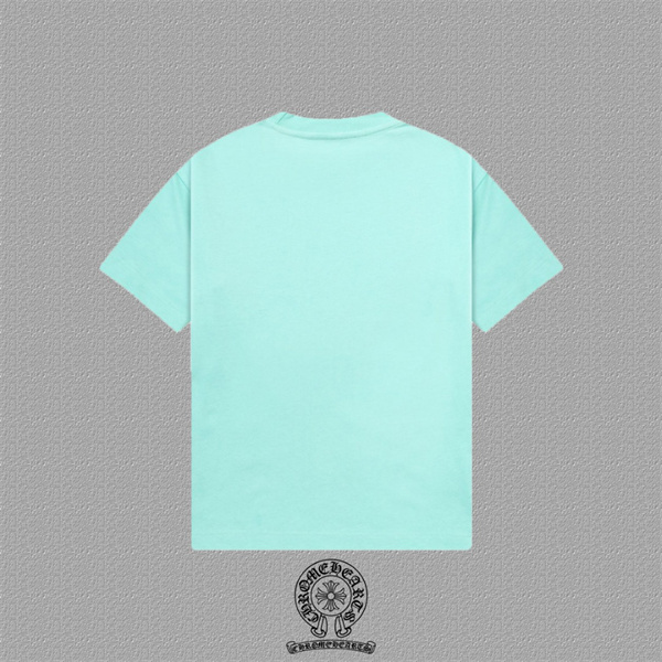  ミントグリーン ホワイト 半袖Tシャツ Chrome Hearts クロスプリント クロムハーツ コピー フロントビッグロゴ クルーネック カジュアルトップス