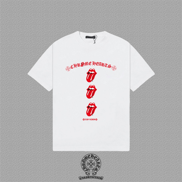  ミントグリーン Tシャツ Chrome Hearts リップロゴ クロムハーツ コピー 半袖 丸首 レッドグラフィック カジュアルトップス