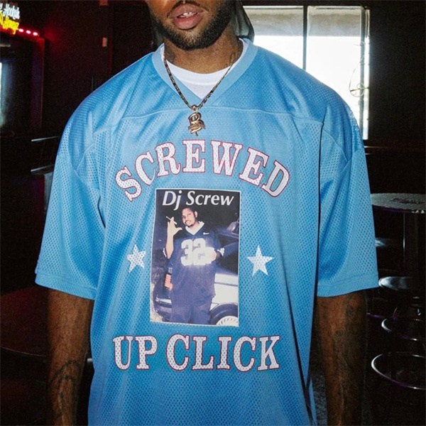 イトブルー メッシュジャージー Supreme SCREWED UP CLICK シュプリーム コピー フォトプリント 半袖 オーバーサイズ風