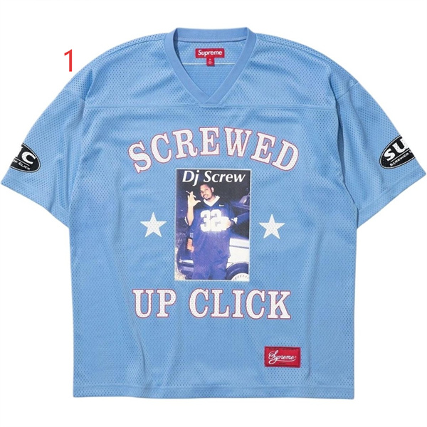 イトブルー メッシュジャージー Supreme SCREWED UP CLICK シュプリーム コピー フォトプリント 半袖 オーバーサイズ風