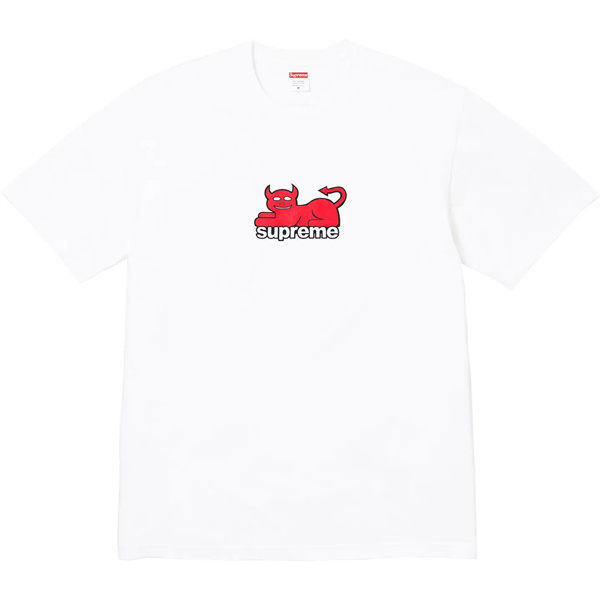 ブラック 半袖Tシャツ Supreme デビルロゴ シュプリーム コピー クルーネック ストリートトップス