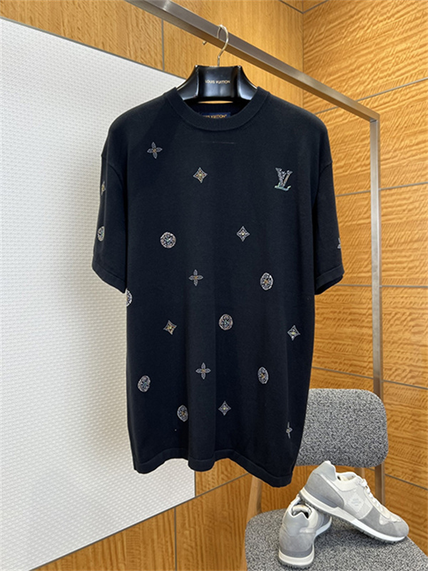 ライトブルー メッシュジャージー ルイヴィトンコピー フォトプリント 半袖 ビッグシルエット  Louis Vuitton 