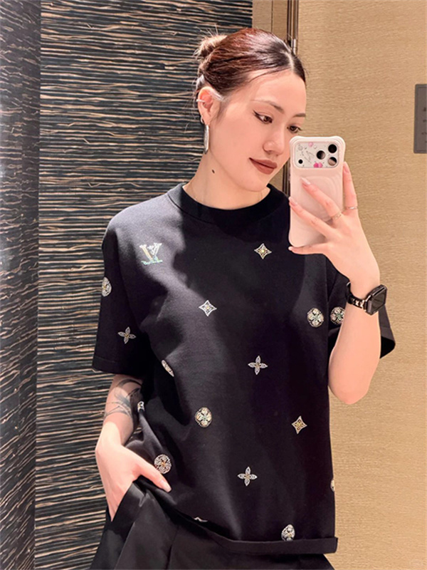 ライトブルー メッシュジャージー ルイヴィトンコピー フォトプリント 半袖 ビッグシルエット  Louis Vuitton 