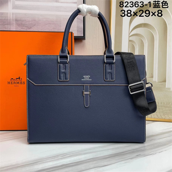 ネイビー ビジネストートバッグ HERMES エルメス コピー レザー調 ハンドバッグ ショルダーストラップ付き フラップデザイン