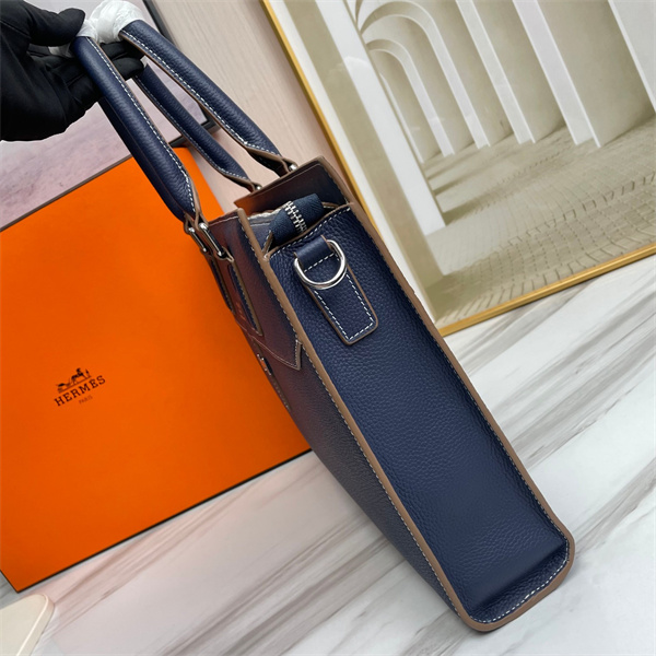 ネイビー ビジネストートバッグ HERMES エルメス コピー レザー調 