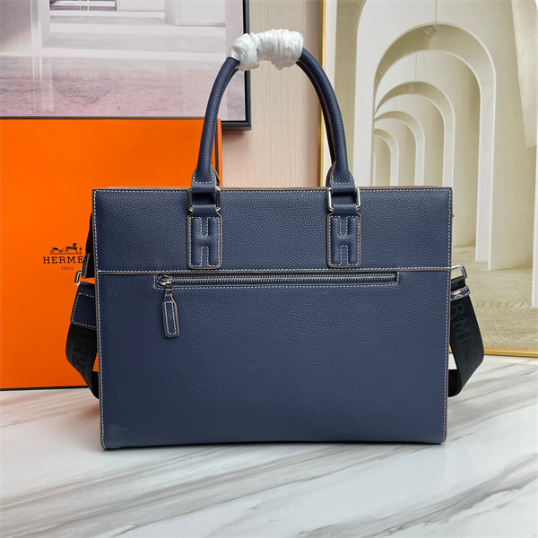 ネイビー ビジネストートバッグ HERMES エルメス コピー レザー調 ハンドバッグ ショルダーストラップ付き フラップデザイン