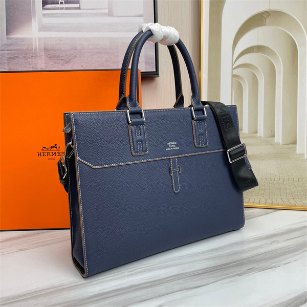 ネイビー ビジネストートバッグ HERMES エルメス コピー レザー調