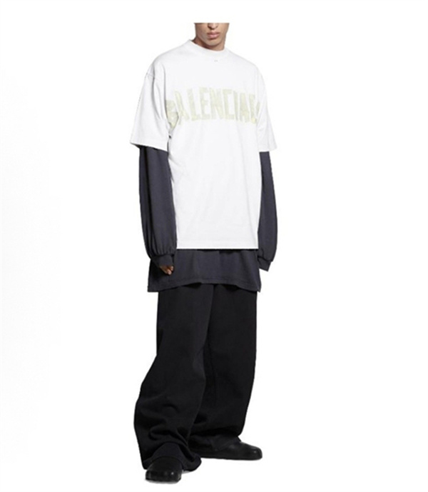 ライムイエロー 半袖Tシャツ BALENCIAGA ビッグロゴプリント バレンシアガ コピー オーバーサイズ クルーネック メンズカジュアル