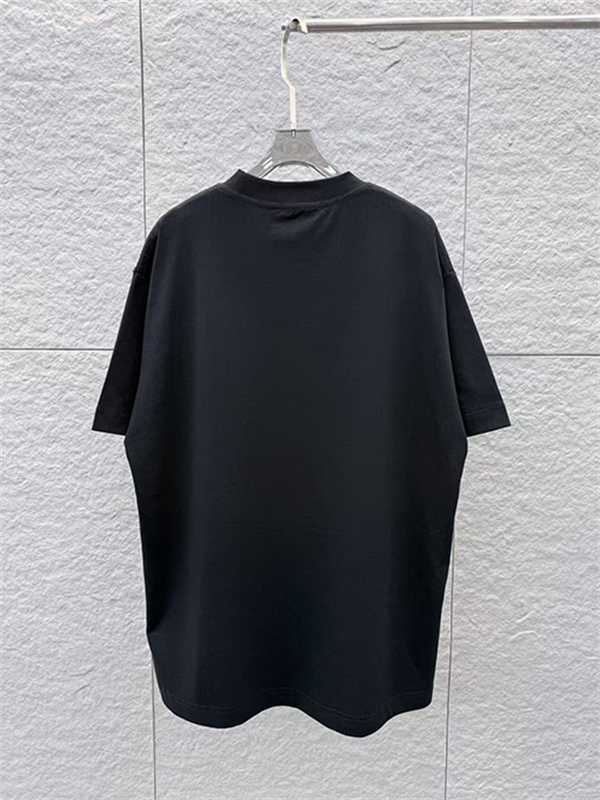 ビビッドピンク 半袖Tシャツ BALENCIAGA バレンシアガ コピー ダブルロゴプリント クルーネック ゆったりシルエット メンズカジュアル