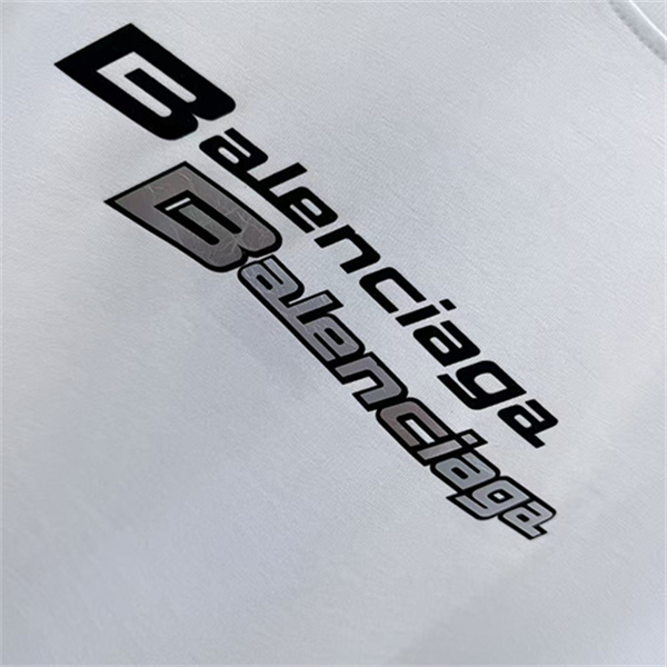 ビビッドピンク 半袖Tシャツ BALENCIAGA バレンシアガ コピー ダブルロゴプリント クルーネック ゆったりシルエット メンズカジュアル