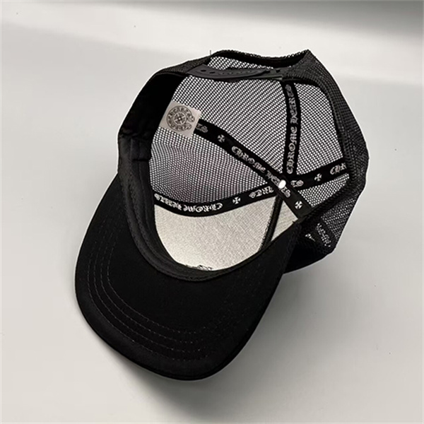 ブラック メッシュキャップ Chrome Hearts クロムハーツ コピー CHロゴ刺繍 フラットバイザー 通気パネル ストリートアクセサリー