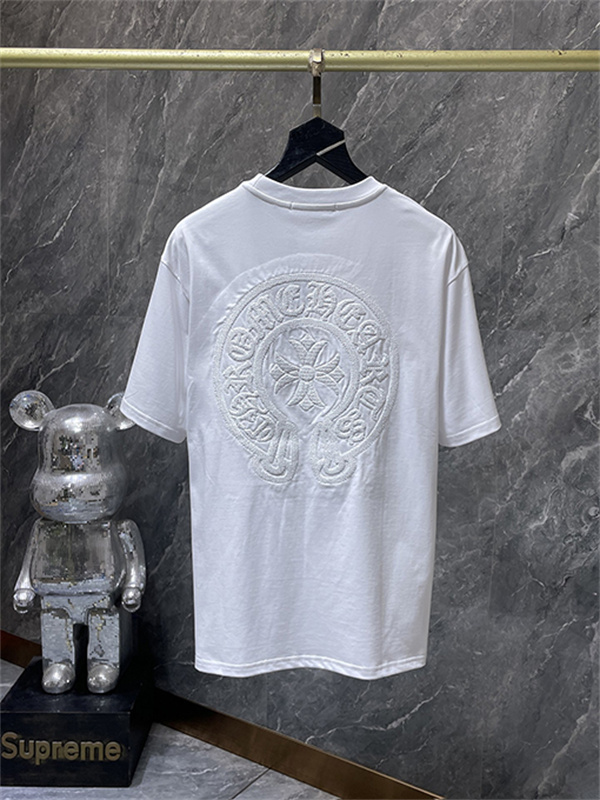 バックプリントTシャツ Chrome Hearts クロムハーツ コピー トーンオンクロス柄 半袖 丸首 ストリートカジュアル