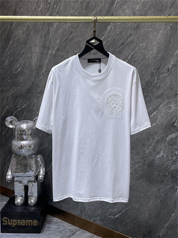 バックプリントTシャツ Chrome Hearts クロムハーツ コピー トーンオンクロス柄 半袖 丸首 ストリートカジュアル