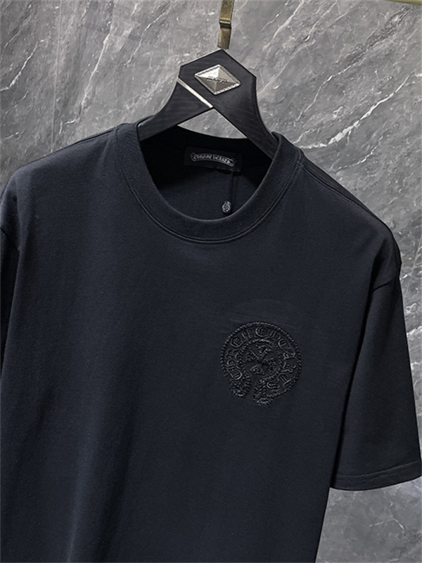 バックプリントTシャツ Chrome Hearts クロムハーツ コピー トーンオンクロス柄 半袖 丸首 ストリートカジュアル