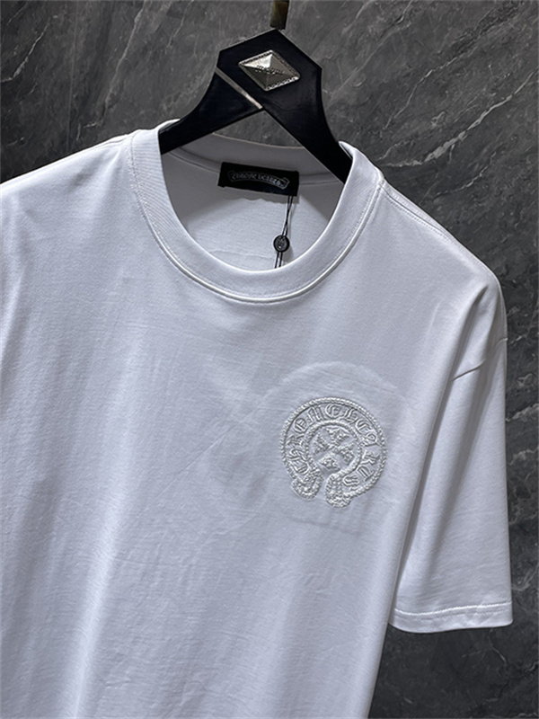バックプリントTシャツ Chrome Hearts クロムハーツ コピー トーンオンクロス柄 半袖 丸首 ストリートカジュアル