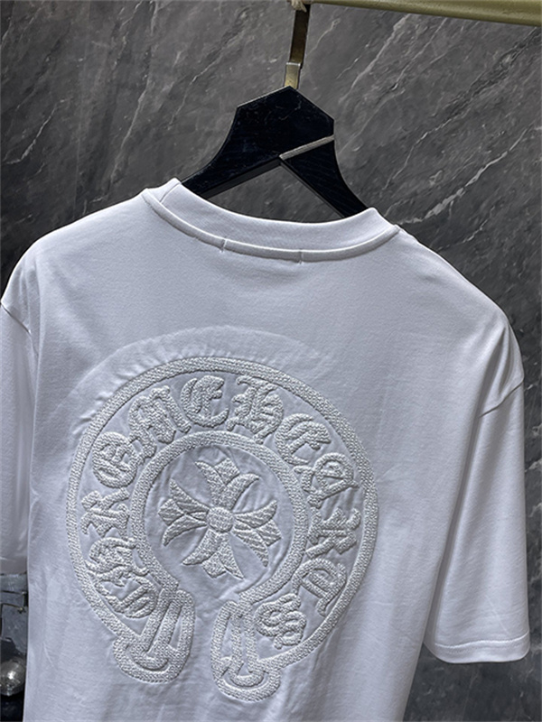 バックプリントTシャツ Chrome Hearts クロムハーツ コピー トーンオンクロス柄 半袖 丸首 ストリートカジュアル