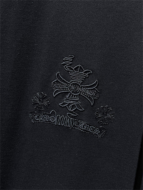 ブラック ホワイト 半袖Tシャツ Chrome Hearts クロムハーツ コピー トーンオンサークルロゴ バックグラフィック クルーネック リラックスシルエット