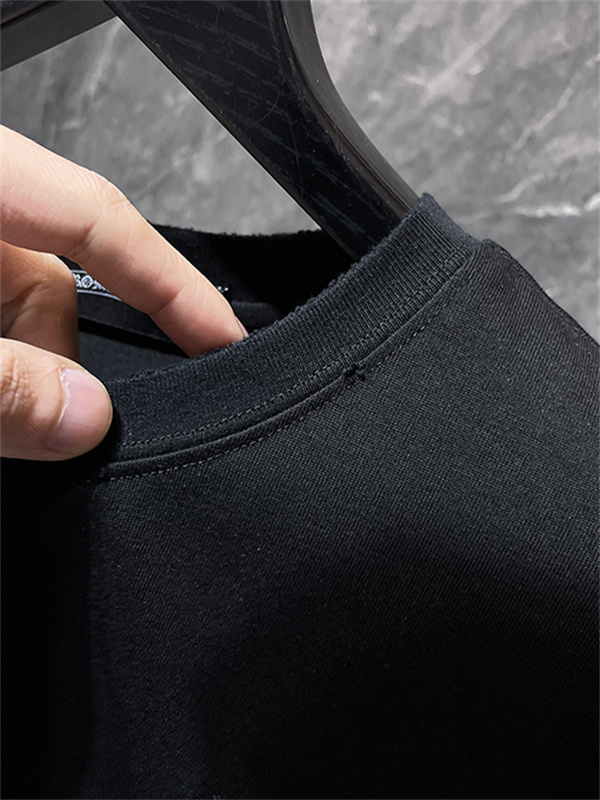 ブラック ホワイト 半袖Tシャツ Chrome Hearts クロムハーツ コピー トーンオンサークルロゴ バックグラフィック クルーネック リラックスシルエット