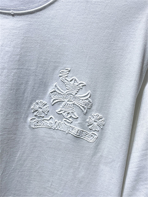 ブラック ホワイト 半袖Tシャツ Chrome Hearts クロムハーツ コピー トーンオンサークルロゴ バックグラフィック クルーネック リラックスシルエット