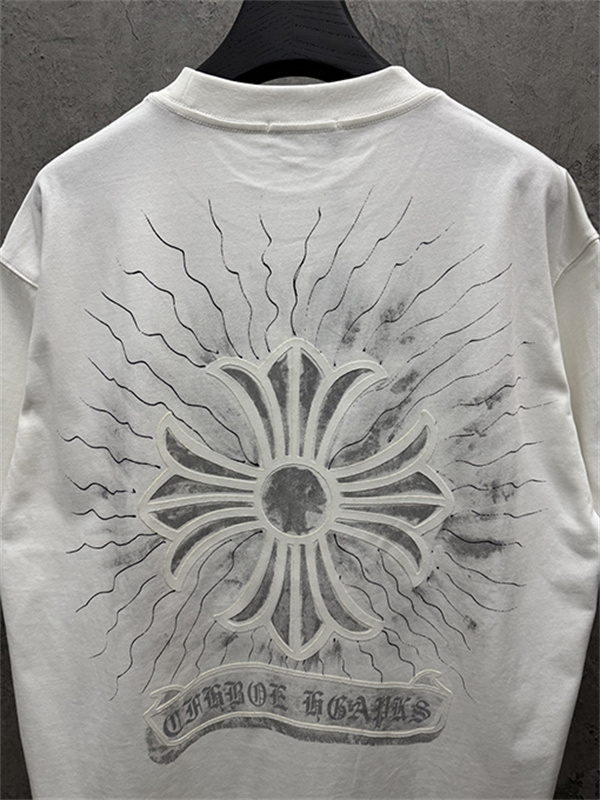  ブラック 半袖Tシャツ Chrome Hearts マルチカラークロスプリント クロムハーツ コピー ペイントスプラッシュ クルーネック ゆったりシルエット