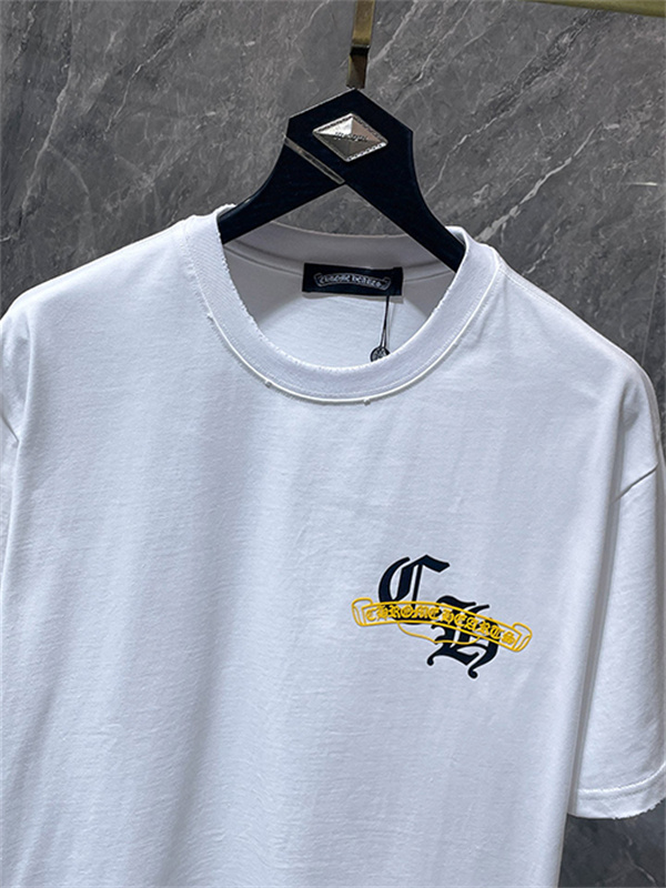 半袖Tシャツ Chrome Hearts クロムハーツ コピー フロントイエローリボンロゴ バック総柄グラフィック クルーネック
