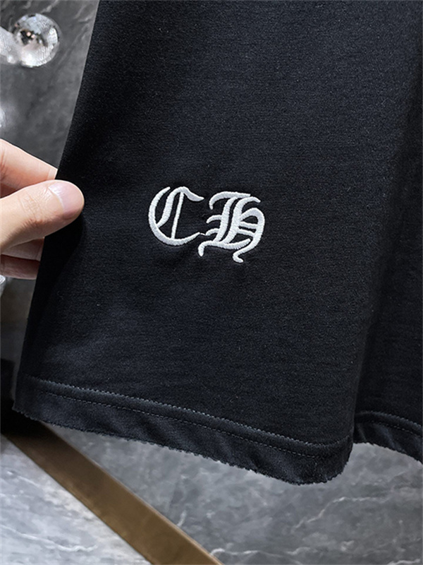 ホワイト 半袖Tシャツ Chrome Hearts クロムハーツ コピー マルチカラークロスロゴ バックデザイン 丸首 リラックスフィット ブラック