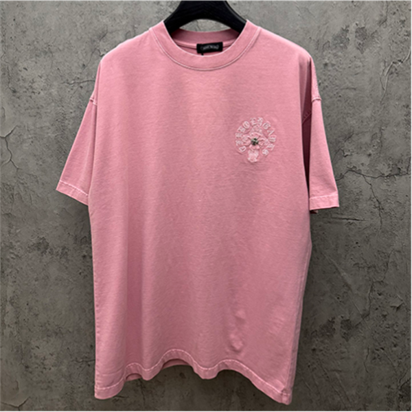 チャコールグレー 半袖カットソー Chrome Hearts クロムハーツ コピー ベーシック無地調 クルーネック リラックスフィット