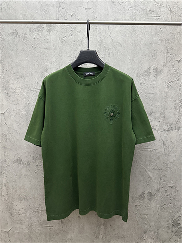 チャコールグレー 半袖カットソー Chrome Hearts クロムハーツ コピー ベーシック無地調 クルーネック リラックスフィット