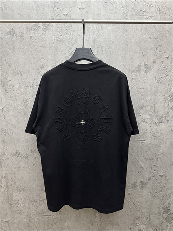 チャコールグレー 半袖カットソー Chrome Hearts クロムハーツ コピー ベーシック無地調 クルーネック リラックスフィット