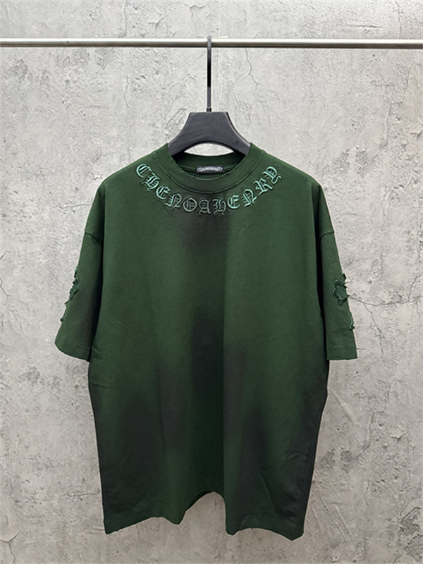 ブラックベース クロスパッチ バックデザイン オーバーサイズ 半袖Tシャツ CHROME HEARTS クロムハーツ コピー