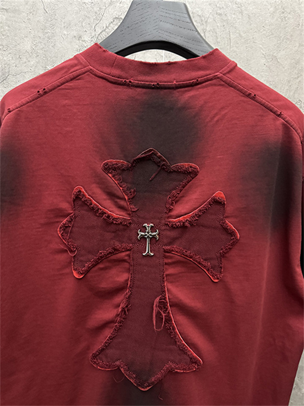 ブラックベース クロスパッチ バックデザイン オーバーサイズ 半袖Tシャツ CHROME HEARTS クロムハーツ コピー