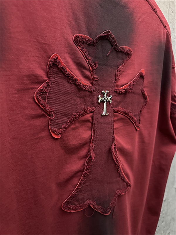 ブラックベース クロスパッチ バックデザイン オーバーサイズ 半袖Tシャツ CHROME HEARTS クロムハーツ コピー