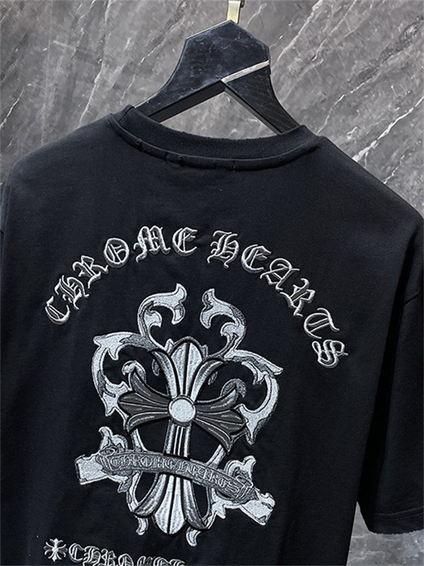 ブラック 半袖Tシャツ Chrome Hearts クロムハーツ コピー フローラル