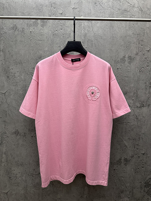 半袖Tシャツ Chrome Hearts クロムハーツ コピー フローラルクロスバックロゴ ゴシックレタリング クルーネック ゆったりシルエット