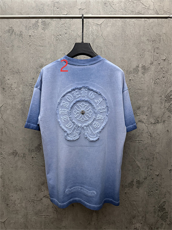 ピンク 半袖カットソー Chrome Hearts クロムハーツ コピー トーンロゴ ワンポイント刺繍風 ウォッシュ加工 丸首 カジュアルトップス