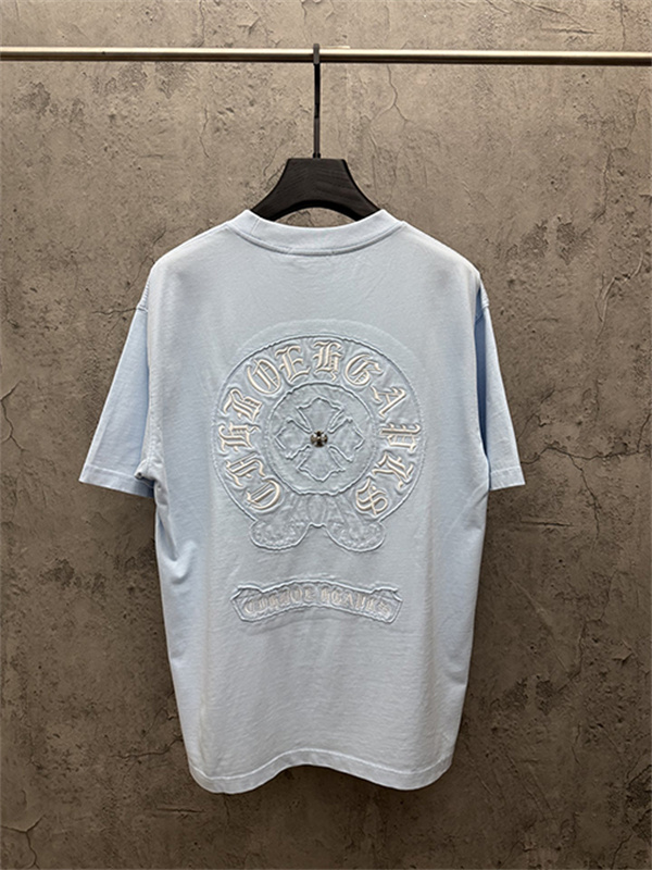  クリームベージュ 半袖Tシャツ Chrome Hearts クロムハーツ コピー 胸元グリーンサークルロゴ クルーネック ワンポイントデザイン