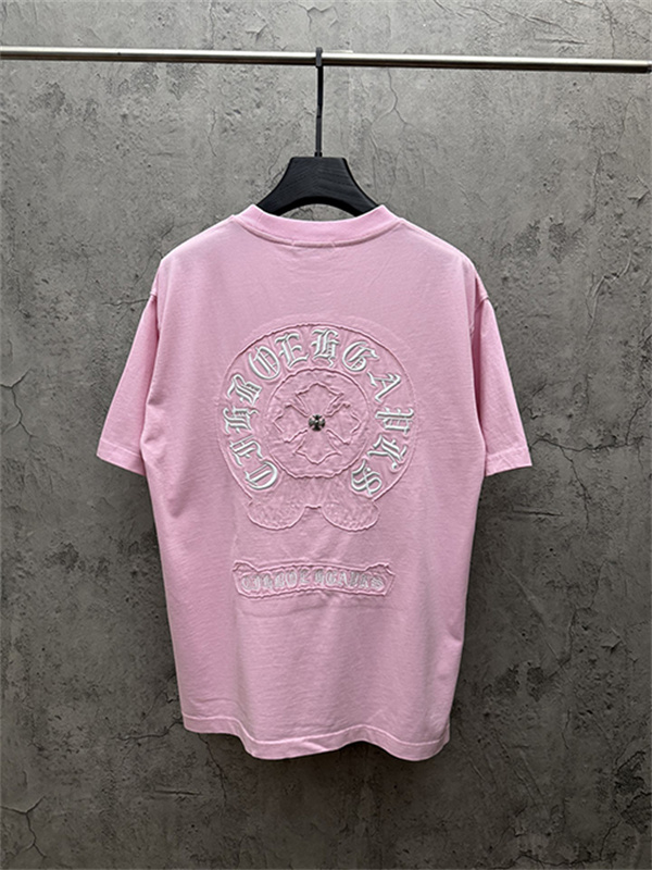  クリームベージュ 半袖Tシャツ Chrome Hearts クロムハーツ コピー 胸元グリーンサークルロゴ クルーネック ワンポイントデザイン