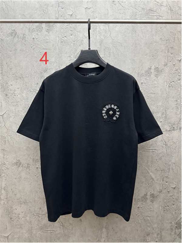  クリームベージュ 半袖Tシャツ Chrome Hearts クロムハーツ コピー 胸元グリーンサークルロゴ クルーネック ワンポイントデザイン
