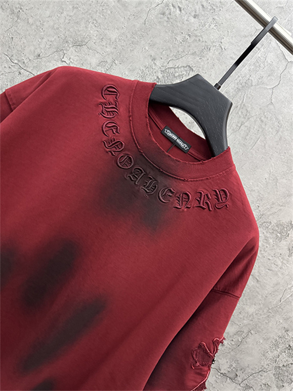 グリーン 半袖Tシャツ Chrome Hearts クロムハーツ コピー ネックゴシックロゴ ウォッシュグラデーション クロスワッペン風 ゆったりシルエット