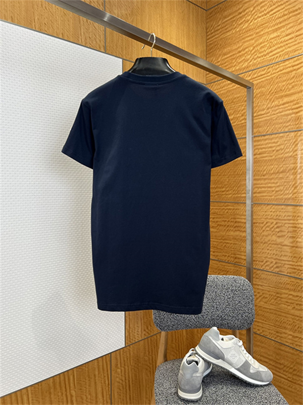 ネイビー 半袖Tシャツ MONCLER モンクレール コピー デニム胸ポケット 袖ワッペン クルーネック シンプルカジュアル