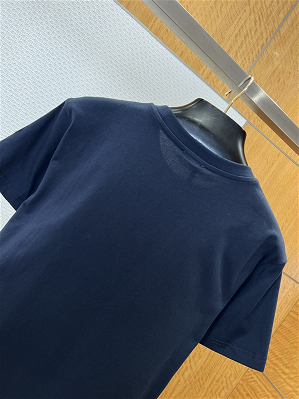 ネイビー 半袖Tシャツ MONCLER モンクレール コピー デニム胸ポケット 袖ワッペン クルーネック シンプルカジュアル