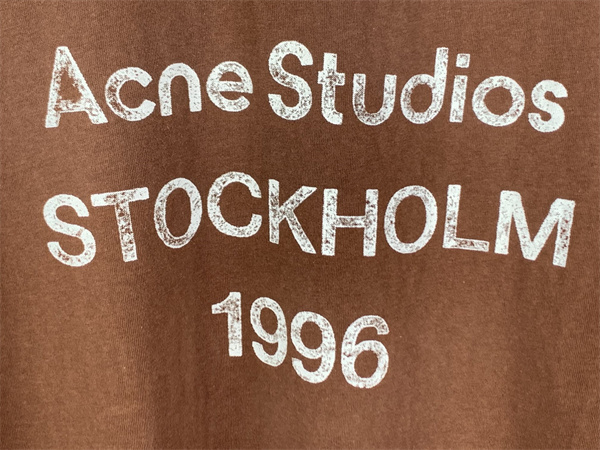 マルチカラー ブルー ロングTシャツ Acne Studios アクネ ストゥディオズ コピー フロントロゴプリント 丸首 リラックスフィット