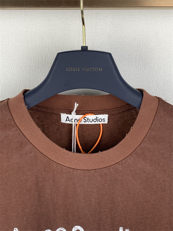 マルチカラー ブルー ロングTシャツ Acne Studios アクネ ストゥディオズ コピー フロントロゴプリント 丸首 リラックスフィット