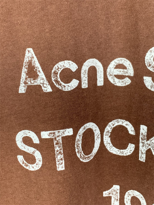 マルチカラー ブルー ロングTシャツ Acne Studios アクネ ストゥディオズ コピー フロントロゴプリント 丸首 リラックスフィット
