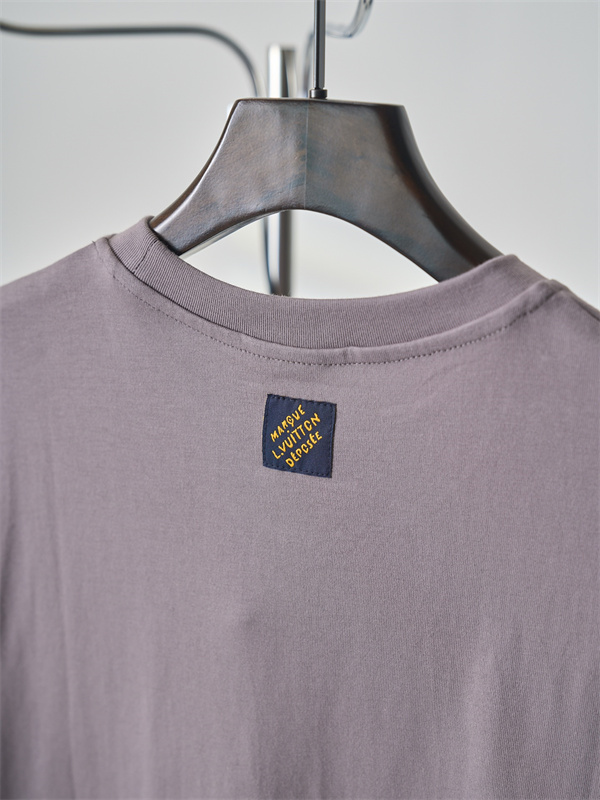   モーブグレー 半袖Tシャツ Louis Vuitton ルイヴィトン コピー ペイントスプラッシュ柄 クルーネック アートプリント ゆったりシルエット