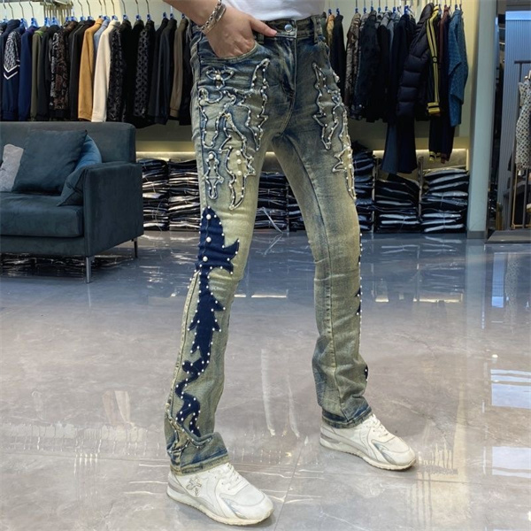 ☆☆アミりデニムコピーAMIRI MX1 ハイストリートジーンズ スリムフィットパンツ FOG ストリート系メンズ