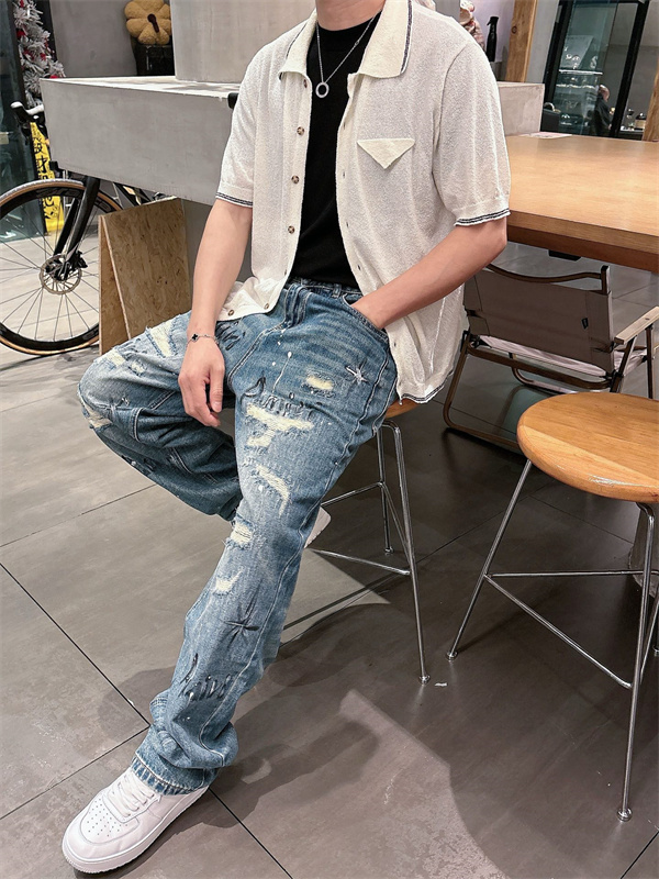 アミりデニムパンツコピーAMIRI 2026SS 新作 メンズワイド 心地よい伸縮性のある素材 上品でエレガント