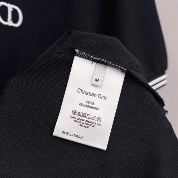 2026新作 DIOR ディオール コピー メンズ ポロシャツ 半袖 ブラック CDロゴ 鹿の子 ラインカラー カジュアル シンプル